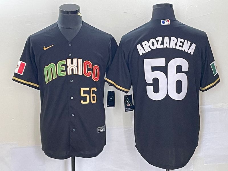 Men 2023 World Cub Mexico #56 Arozarena Black Nike MLB Jersey4